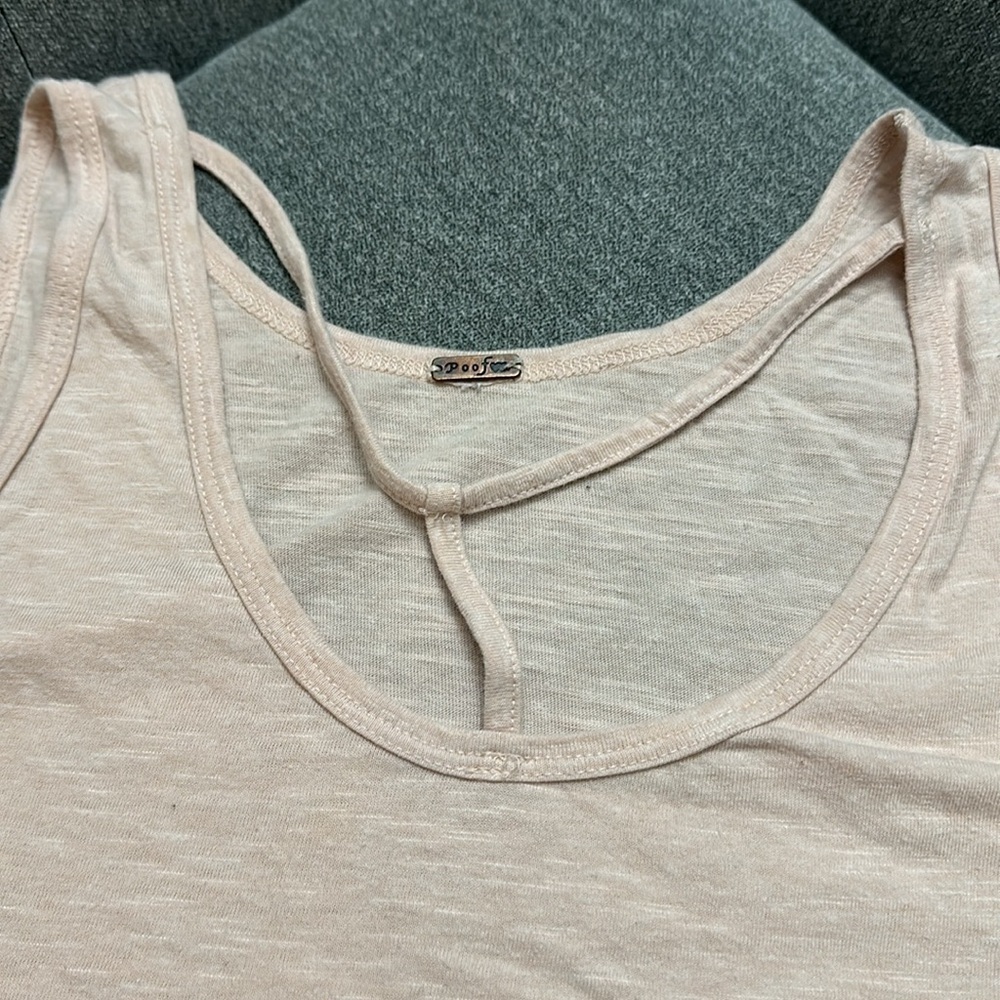 Poof Light Pink Tank Top Size Large with Designed Neck - Picture 2 of 5